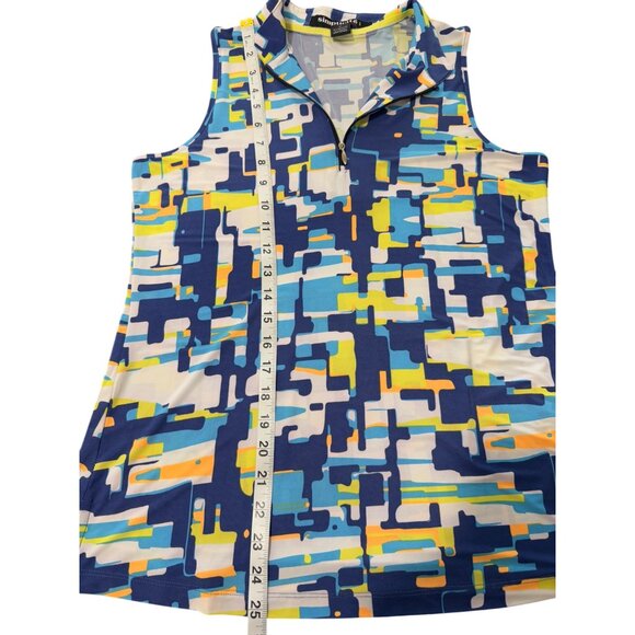 Simplicit by Jamie Sadock Women's Sleeveless Top 1/4 Zip Geometric Size M - Picture 6 of 7